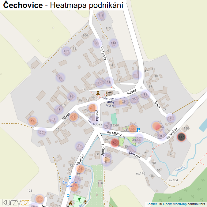 Mapa Čechovice - Firmy v části obce.