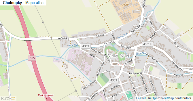 Chaloupky - mapa ulice