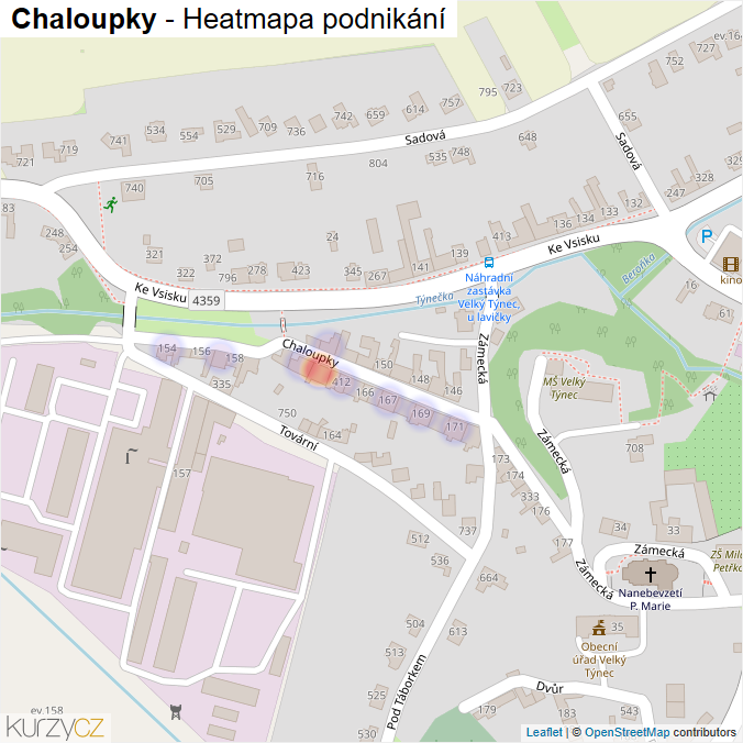 Mapa Chaloupky - Firmy v ulici.