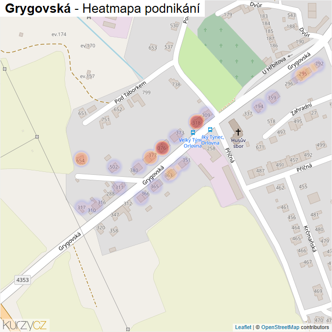 Mapa Grygovská - Firmy v ulici.