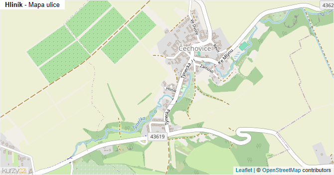 Hliník - mapa ulice