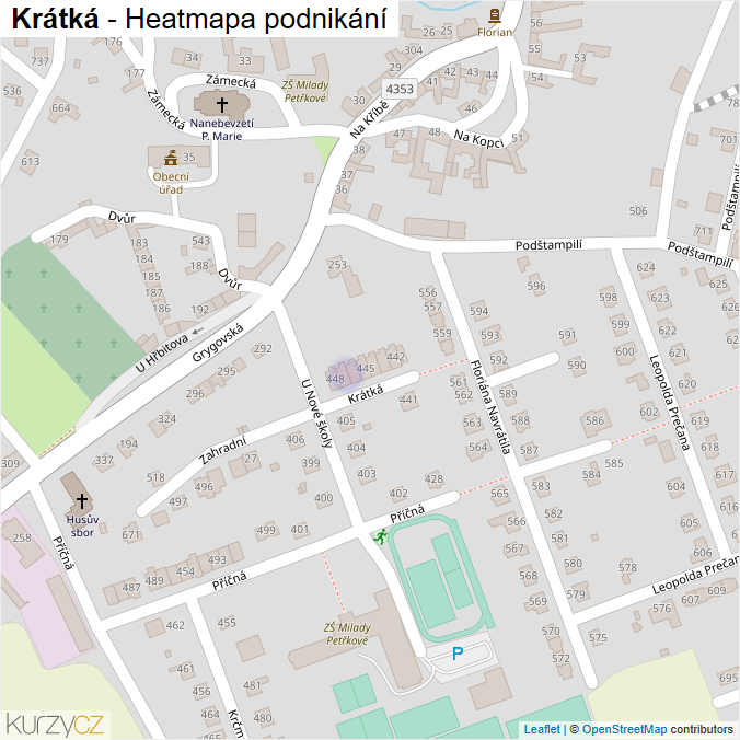 Mapa Krátká - Firmy v ulici.