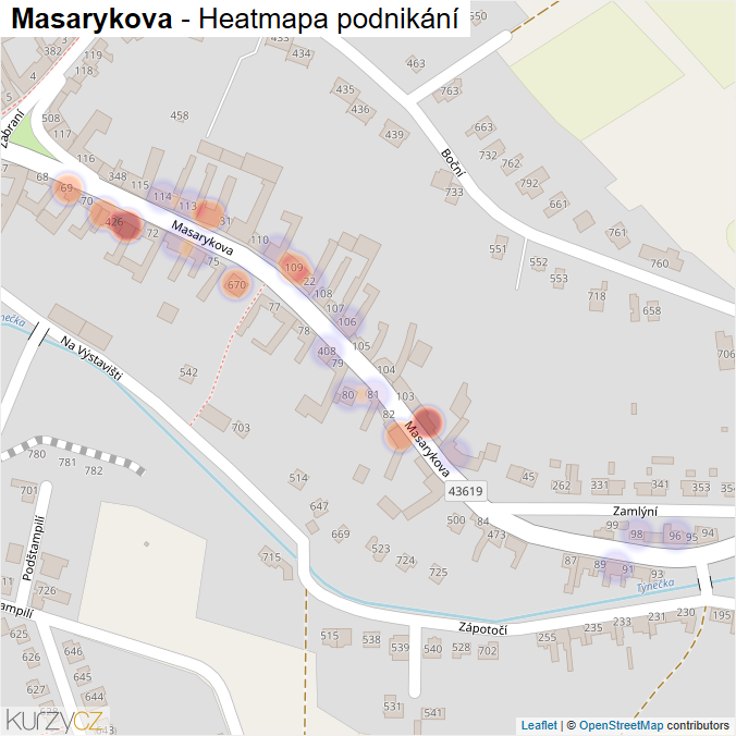 Mapa Masarykova - Firmy v ulici.