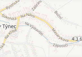 Na výstavišti v obci Velký Týnec - mapa ulice