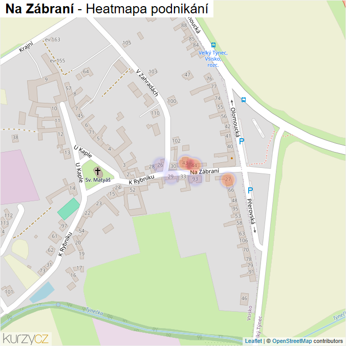 Mapa Na Zábraní - Firmy v ulici.