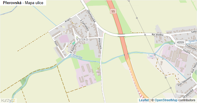 Přerovská - mapa ulice