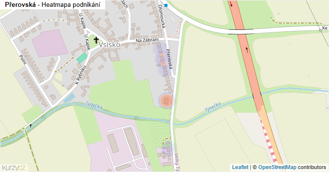 Přerovská - mapa podnikání