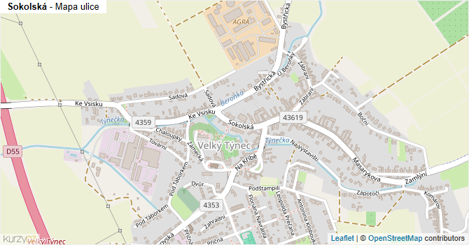 Sokolská - mapa ulice