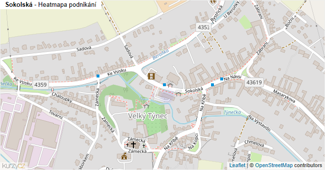 Sokolská - mapa podnikání
