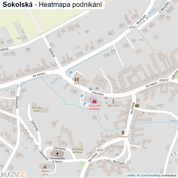 Mapa Sokolská - Firmy v ulici.
