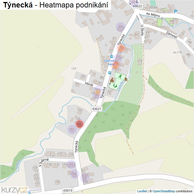 Mapa Týnecká - Firmy v ulici.