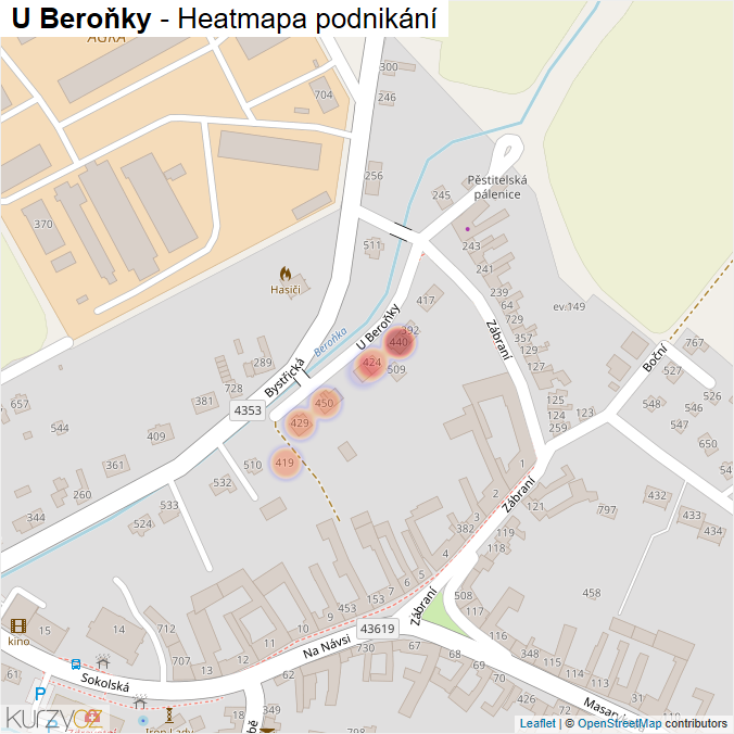Mapa U Beroňky - Firmy v ulici.