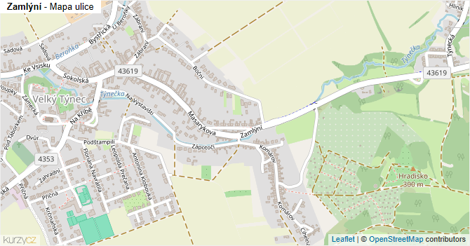 Zamlýní - mapa ulice