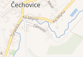 Zámostí v obci Velký Týnec - mapa ulice
