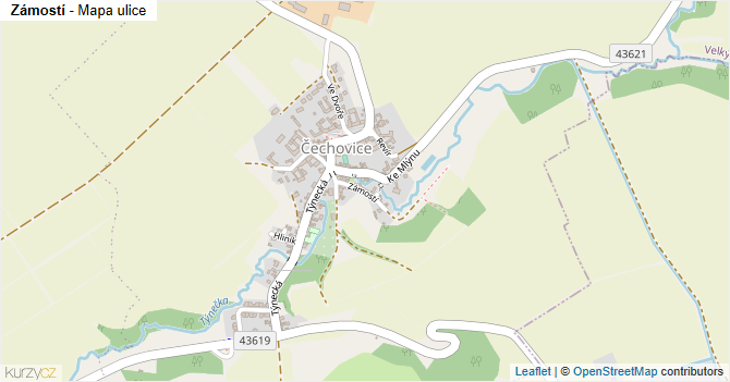 Zámostí - mapa ulice