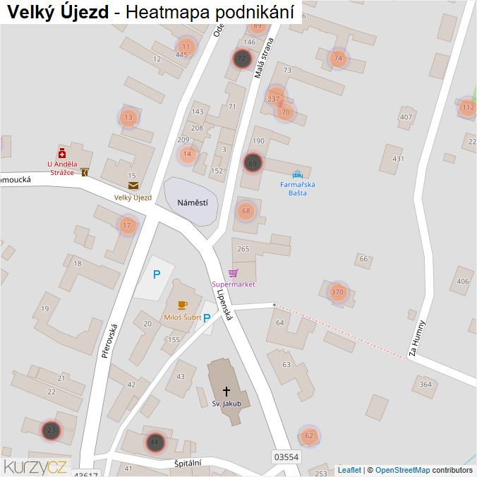 Mapa Velký Újezd - Firmy v obci.