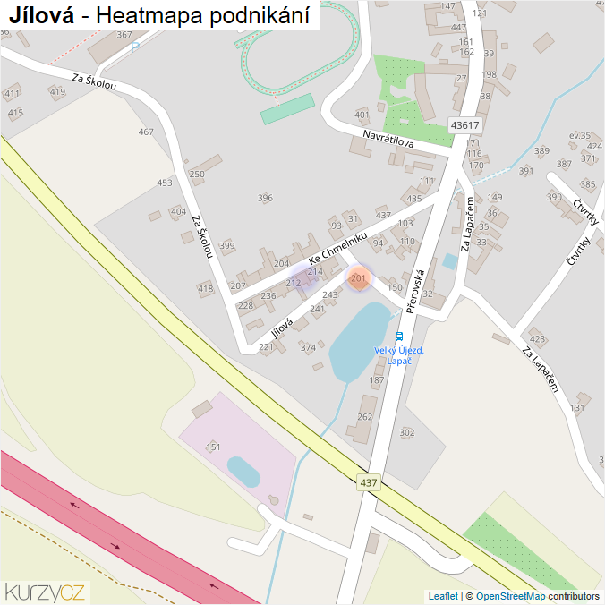 Mapa Jílová - Firmy v ulici.