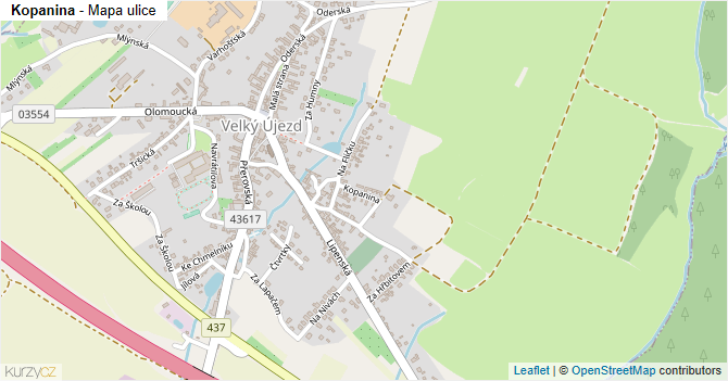Kopanina - mapa ulice