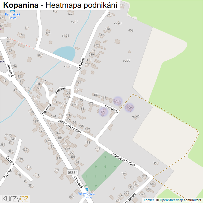 Mapa Kopanina - Firmy v ulici.