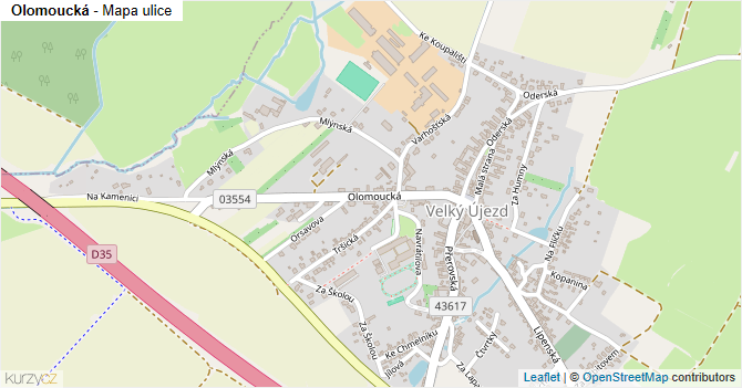 Olomoucká - mapa ulice