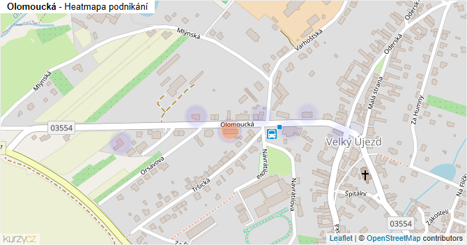 Olomoucká - mapa podnikání