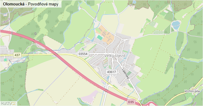 Olomoucká - záplavové mapy stoleté vody