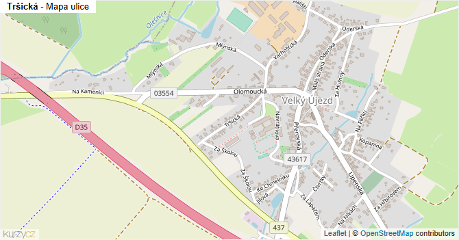 Tršická - mapa ulice