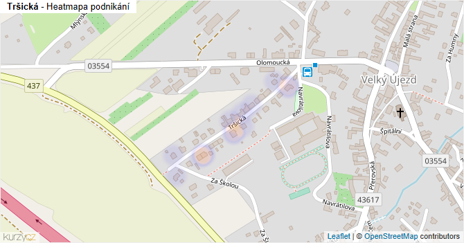 Tršická - mapa podnikání