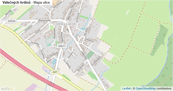 Válečných hrdinů - mapa ulice