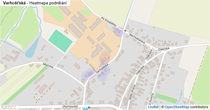 Varhošťská - mapa podnikání