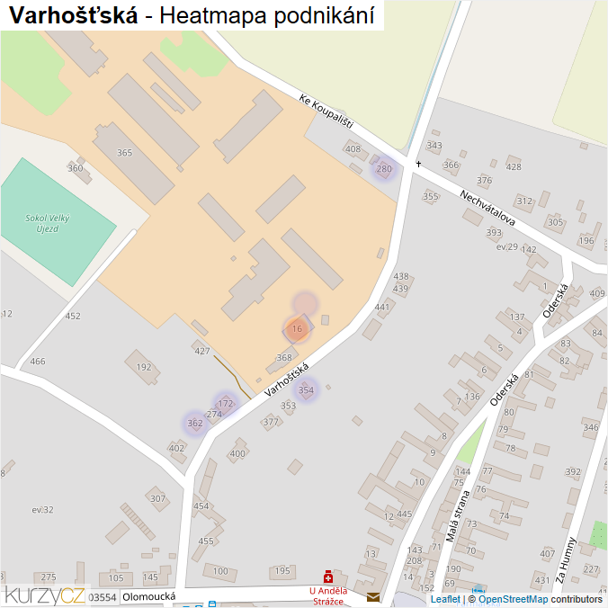 Mapa Varhošťská - Firmy v ulici.