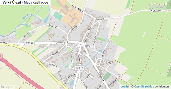 Velký Újezd - mapa části obce