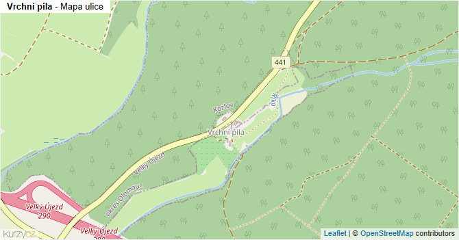 Vrchní pila - mapa ulice