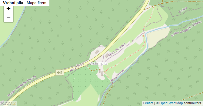 Vrchní pila - mapa firem