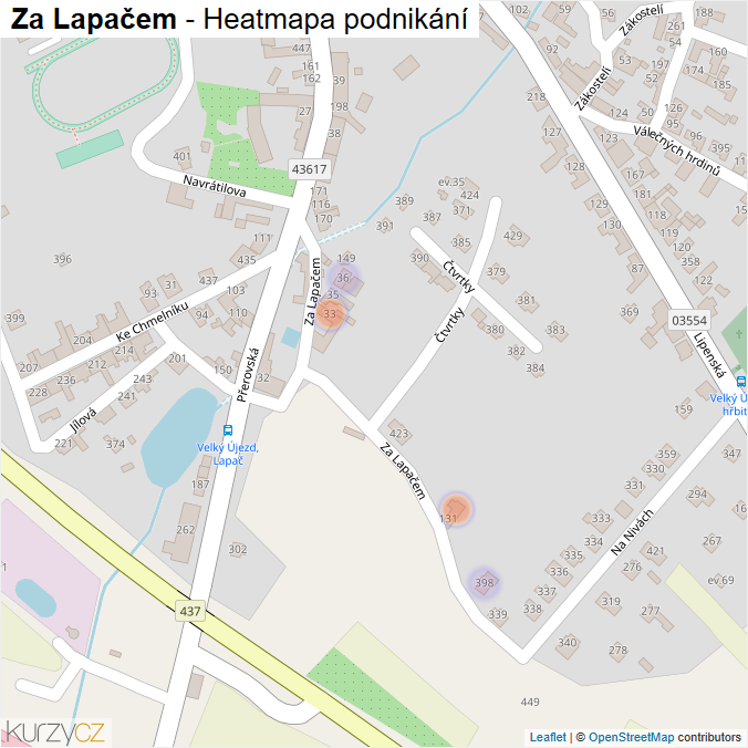 Mapa Za Lapačem - Firmy v ulici.
