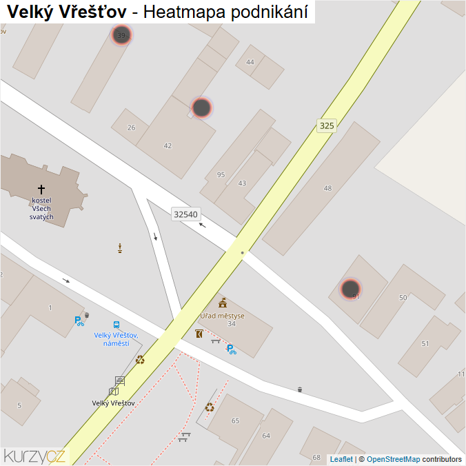 Mapa Velký Vřešťov - Firmy v obci.