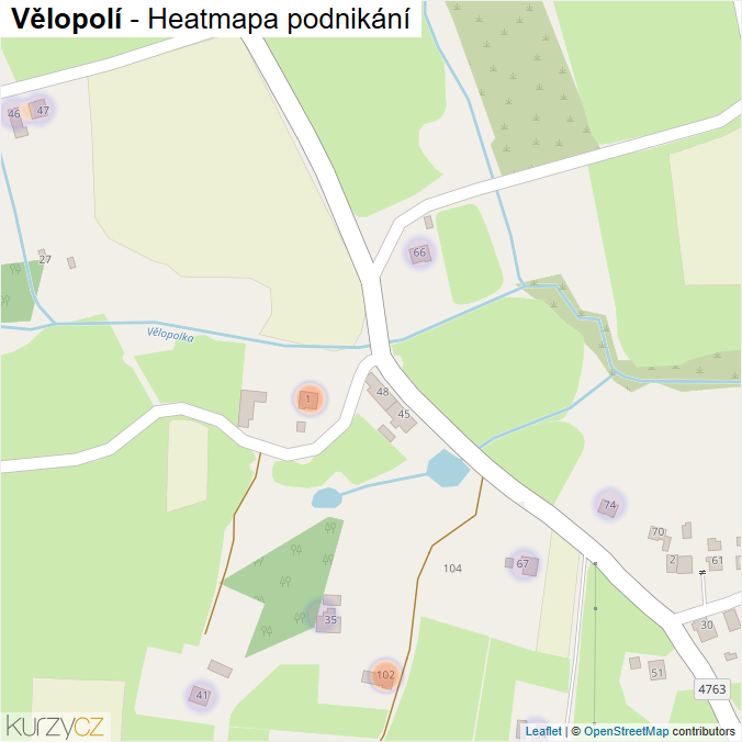 Mapa Vělopolí - Firmy v části obce.