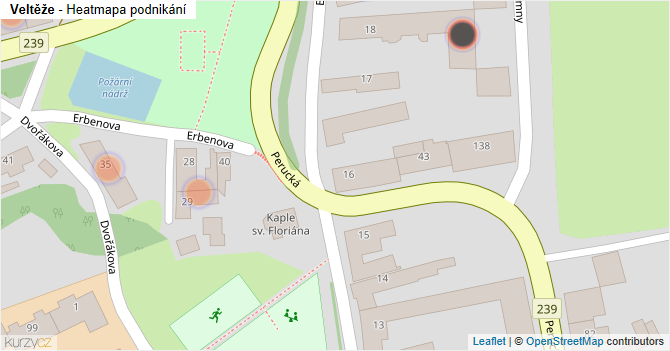 Veltěže - mapa podnikání