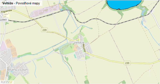 Veltěže - záplavové mapy stoleté vody