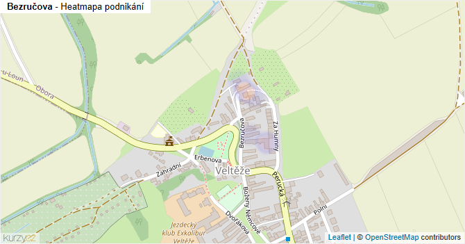 Bezručova - mapa podnikání