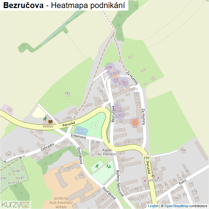 Mapa Bezručova - Firmy v ulici.