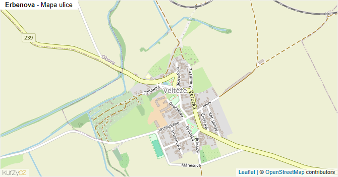 Erbenova - mapa ulice