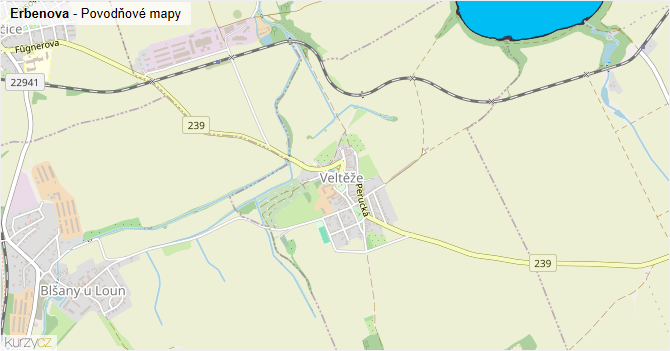Erbenova - záplavové mapy stoleté vody