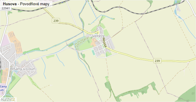 Husova - záplavové mapy stoleté vody