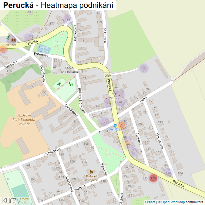 Mapa Perucká - Firmy v ulici.