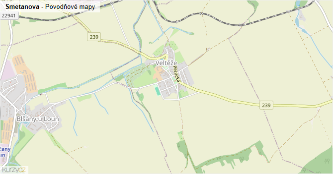 Smetanova - záplavové mapy stoleté vody