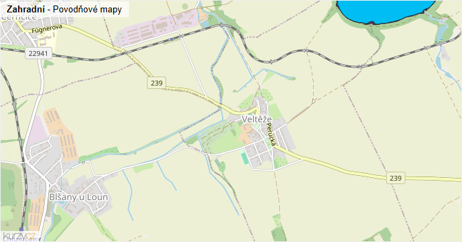 Zahradní - záplavové mapy stoleté vody