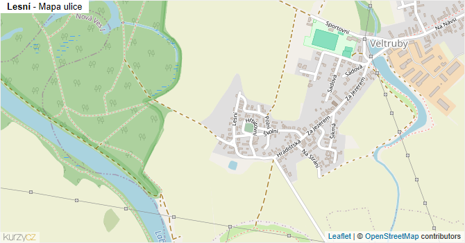 Lesní - mapa ulice