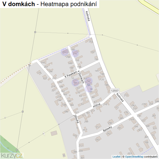 Mapa V domkách - Firmy v ulici.
