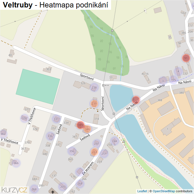 Mapa Veltruby - Firmy v části obce.